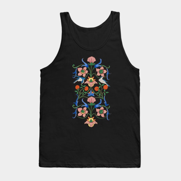 Colorful Medieval Inspired Bird Nature Pattern Tank Top by MariOyama